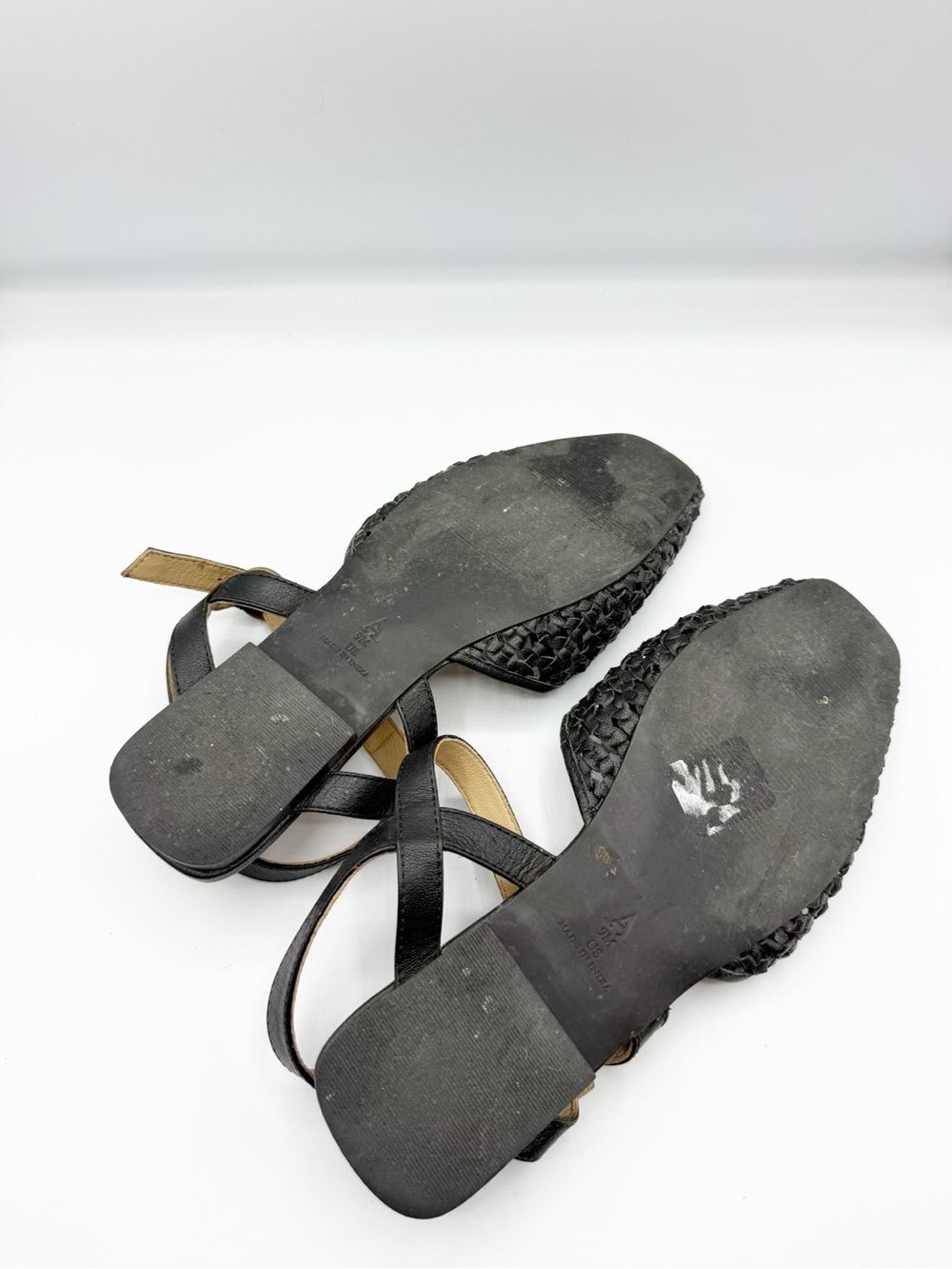 Pilcro Anthropologie Black Woven Flats Leather Size 9 - Picture 6 of 6